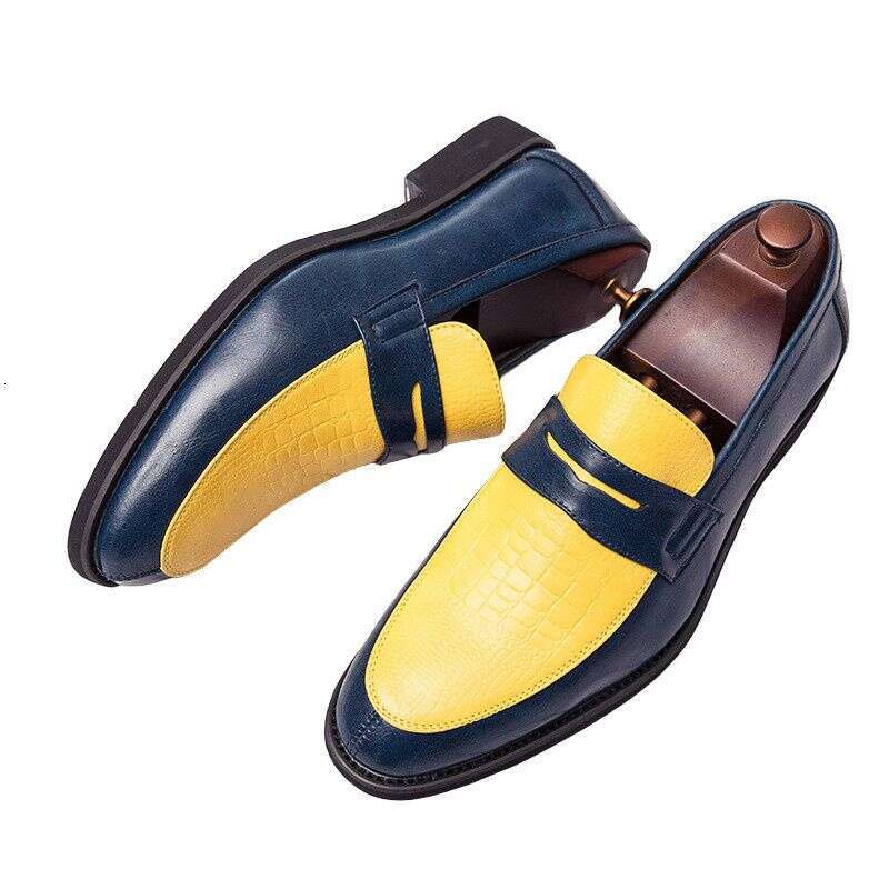 Men's Slip-On Casual PU Leather Flat Shoes Fashion Business Wedding Dress Loafers for Man Non-Slip