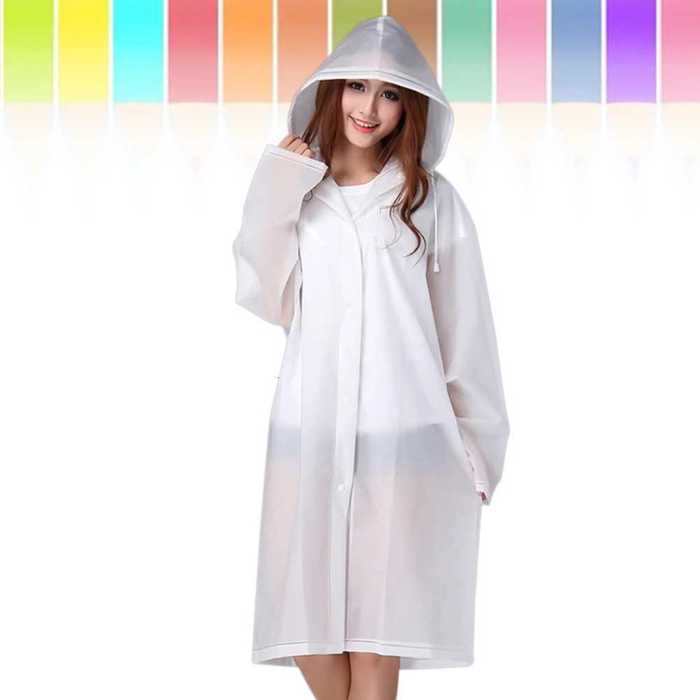 Thickened EVA Raincoat Durable Lightweight Comfortable Foldable PEVA Material Waterproof Rainwear Hooded Ponchos Plastic Cover Y250814