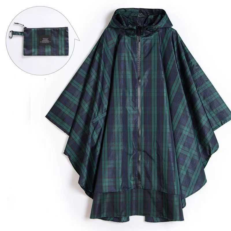 Fashion Women Breathable Raincoat Lightweight Rain Coat Poncho Waterproof Green Lattice Cloak Raincoats Men Windproof Rainwear Y250814