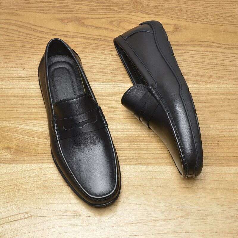 2025 New Men's Casual Single Toe Layer Cowhide Leather Lazy Bean Shoes, And Loafers