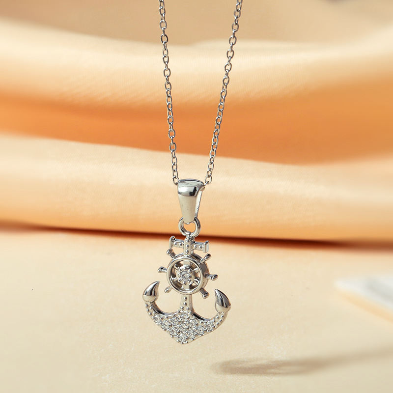 Punk Style Hip-Hop Anchor Simple Necklace Non-Fading Women Summer High-End Zircon Exaggerated Jewelry for Women