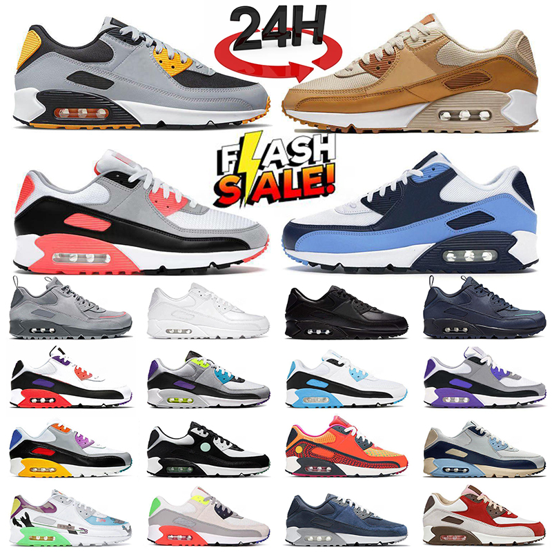 90 Running Shoes 90s Sports 90 Sneakers Mens Trainers Surplus Black Desert Camo Wolf Grey Midnight Navy Infrared UNC Camo Sail Vintage Green Women Loafers Outdoor