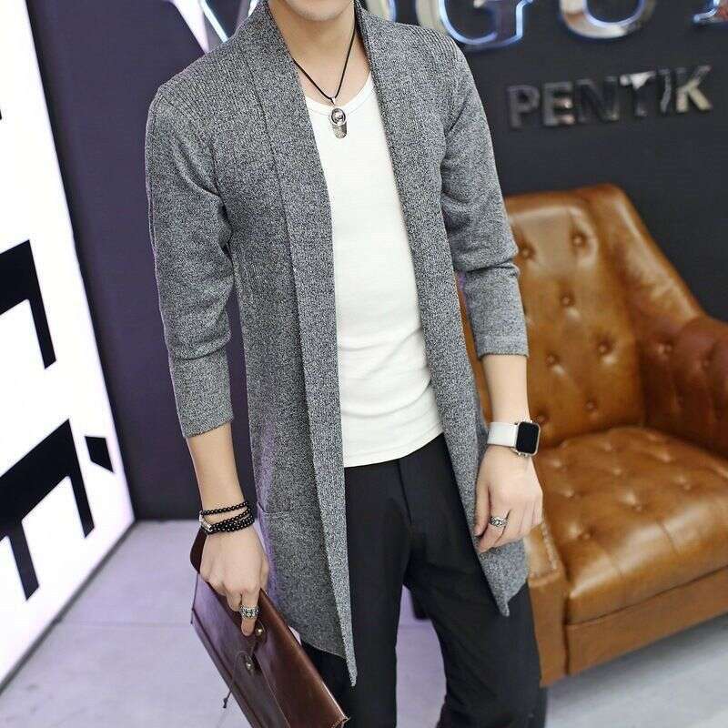 Men's Long Knit Cardigan - Oversized Pocket Sweater | Minimalist Top Coat For All Seasons