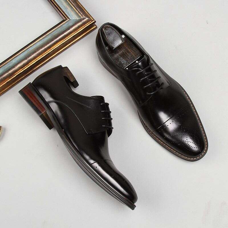 Unbeatable Quality New Breathable British Business Formal Men's Three Truncated Carved Groom's Wedding Shoes, Single Leather Shoes