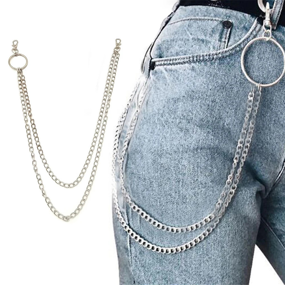 Punk Street Butterfly Belt Waist Chain Male Women Pants Chain Multi Layer HipHop Hook Trousers Keychain Jewelry Bijoux Gift 250811