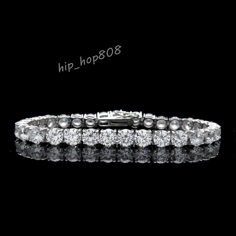 Hiphop 6mm Tennis Bracelet 925 Sterling Silver Iced Out Thick Men Bracelet VVS Moissanite Tennis Chain