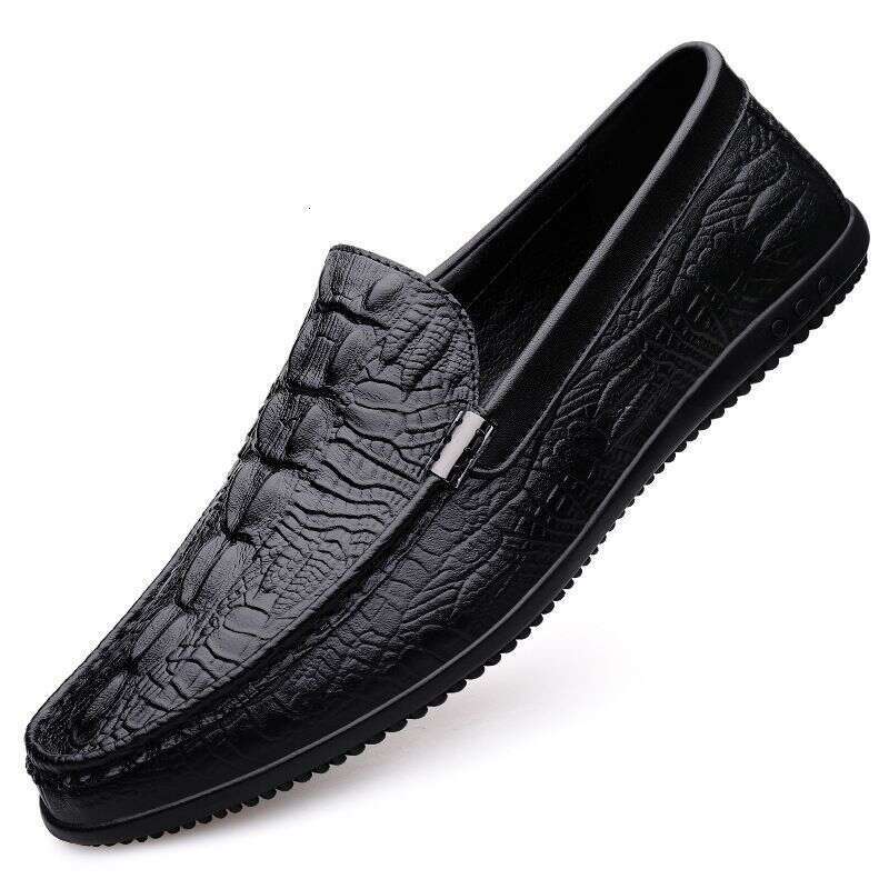 Men's new autumn casual leather British soft sole trend breathable slip-on lazy driving bean shoes men