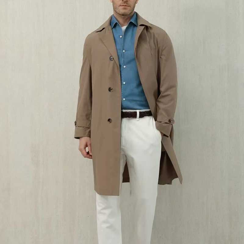 Luxury Mid-Length Trench Coat Single-Breasted Mens Urban Commuting Office Business Casual Jacket Light Cozy Trip Wear W250815