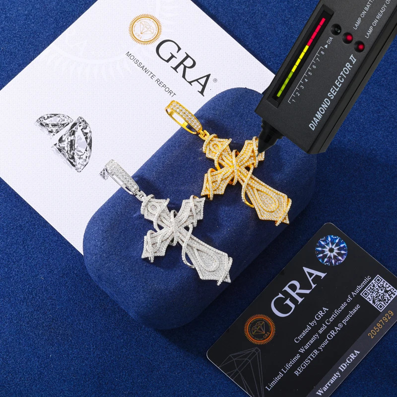 Original 925 Sterling Silver Thorns Cross Pendant Necklace For Woman Man Bling D Color Exquisite Necklaces Jewelry 250807