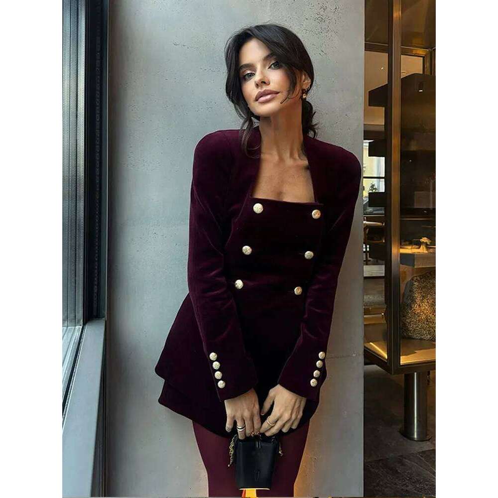 Elegant Bury Veet Shirt Pant Set Fashion Square Neck Metal Buttons Slim Long Sleeve Tops Short Pants Suit