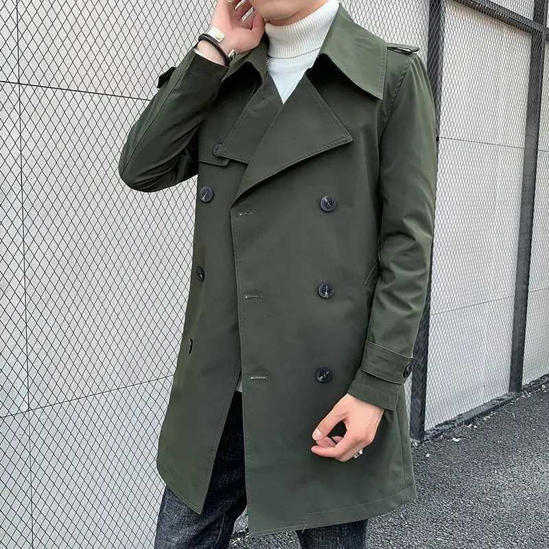 Man Trench Coat Lapel Windbreaker Leisure Time Business Affairs British Style Trench Coats Fashion Trend Show Thinness Coat W250815