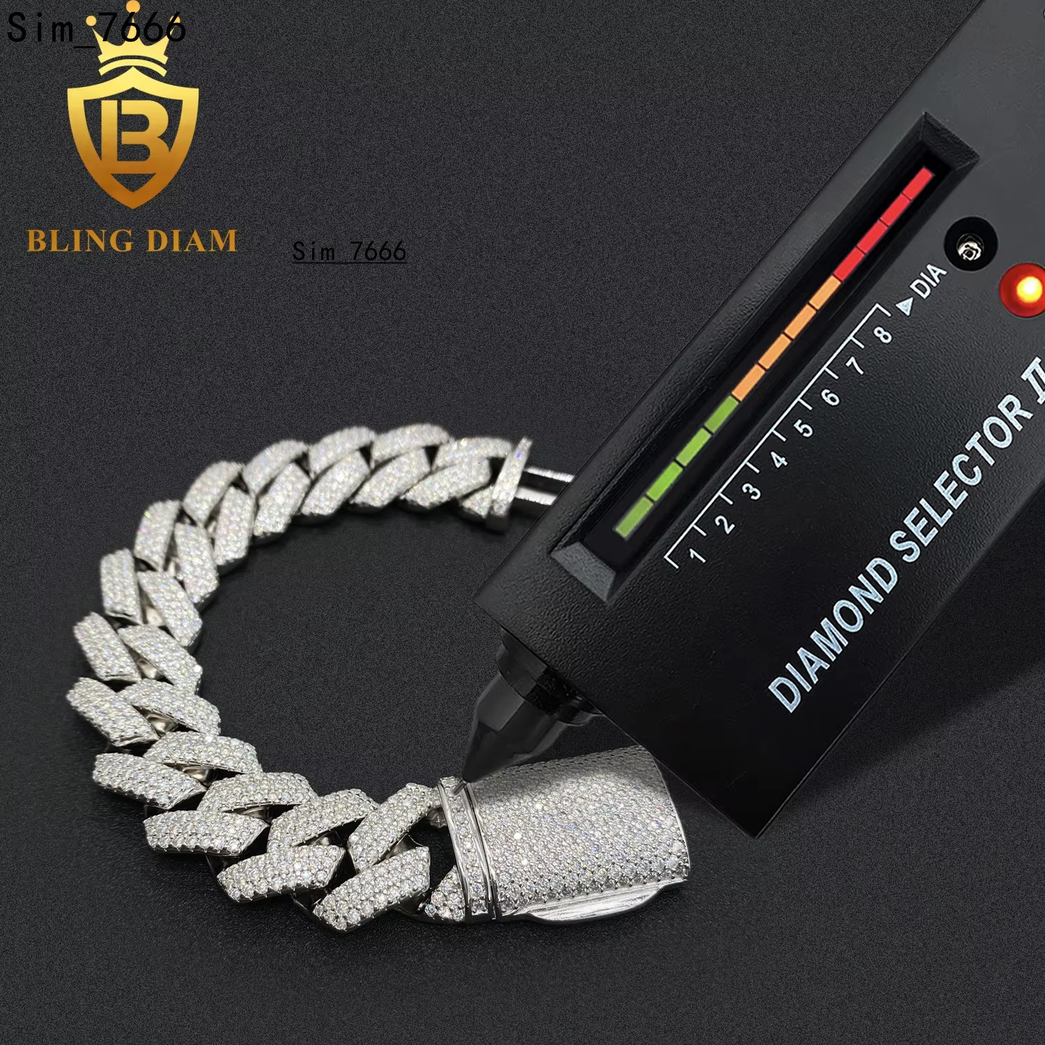 Wholesale Factory Direct 20mm Cuban Link Chain Bracelet Moissanite VVS Diamond 925 Silver Hip Hop Ice Out Chain