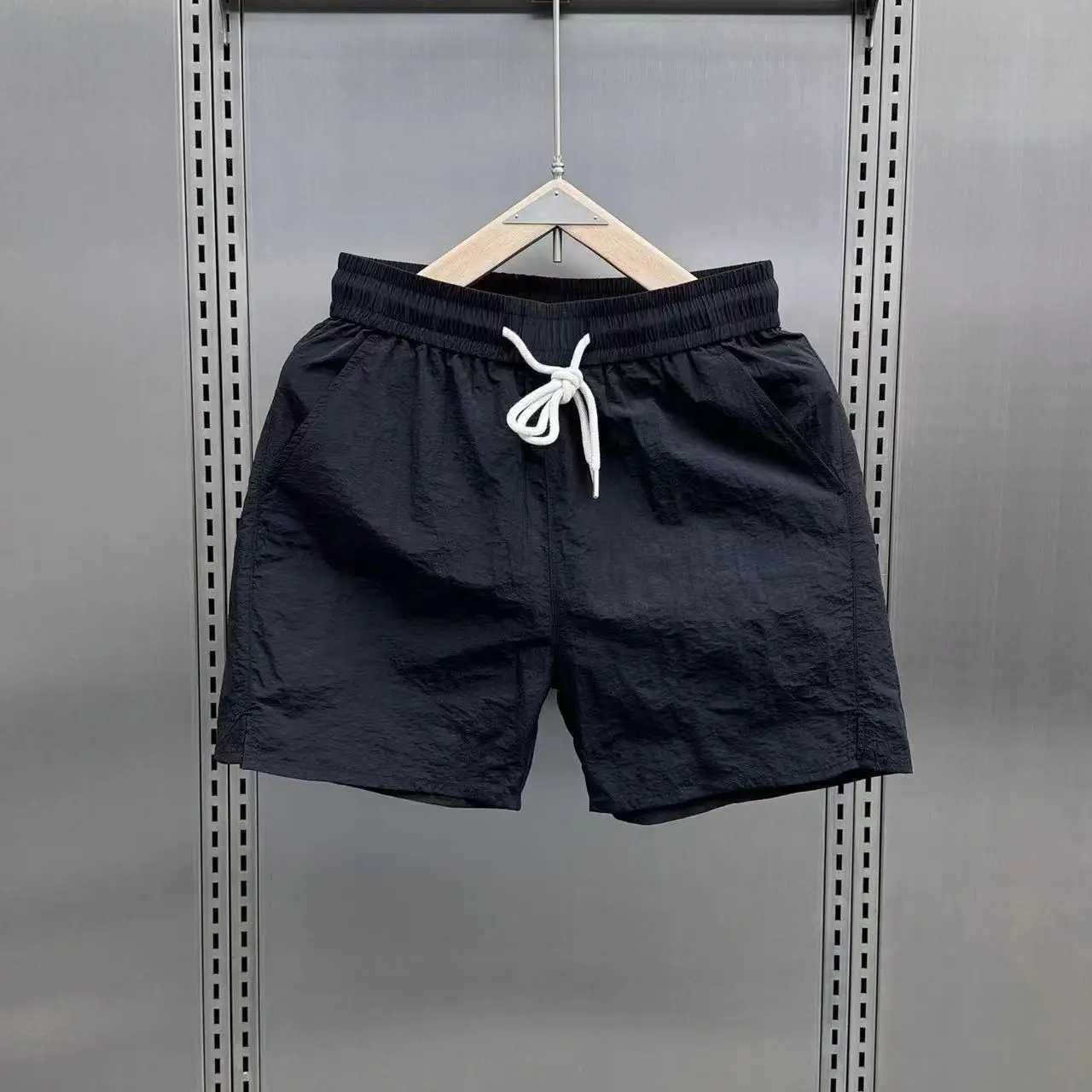 Men Summer Thin Ice Silk Quick-drying Casual Drawstring Solid Color Beach Pants Y250814
