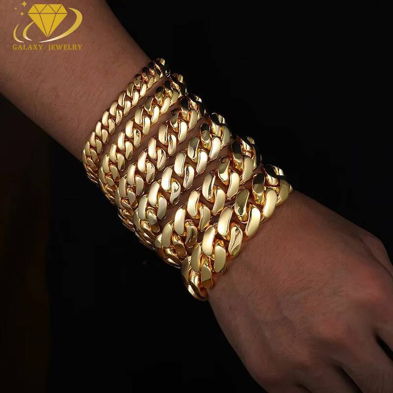 Luxury 925 Sterling Silver Gold Plated Heavy Cuban Chain VVS Moissanite Diamond Clasp Thick Big Gold Chain Cuban Necklace