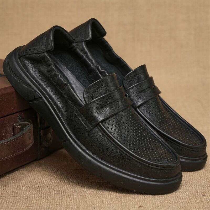Men's Lefu New One Step Casual Business Top Layer Cowhide Bean Soft Leather Shoes