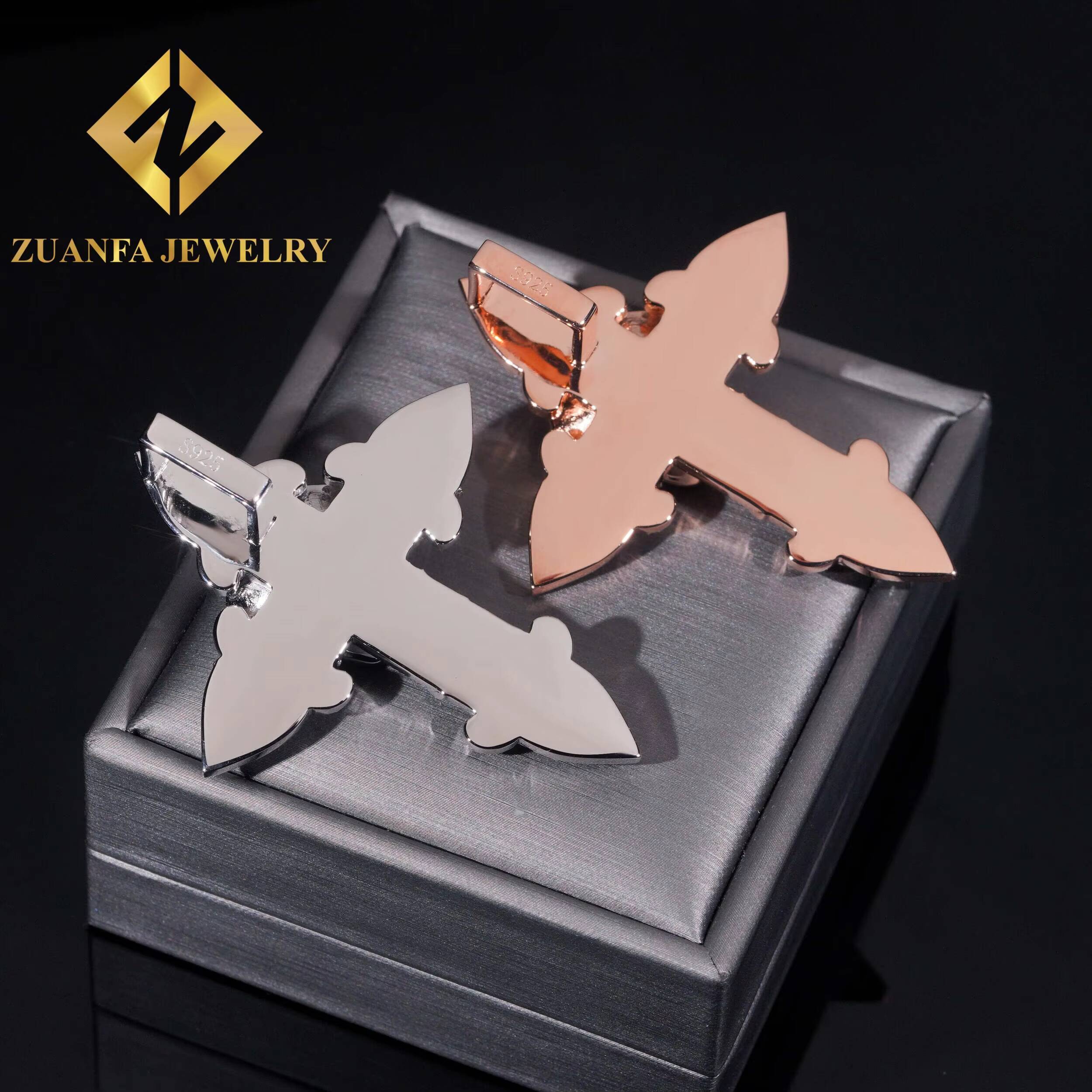 Beatiful Hip Hop 925 Silver Moissanite Cross Pendant Jewelry Fine Ice Out Pendant Unisex