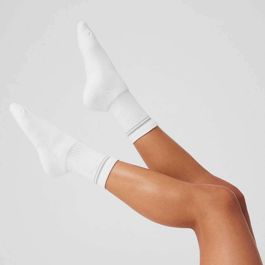 Double Bar Mid-Calf Solid Color Cotton Casual Fashion Street Unisex Trendy Couple Socks