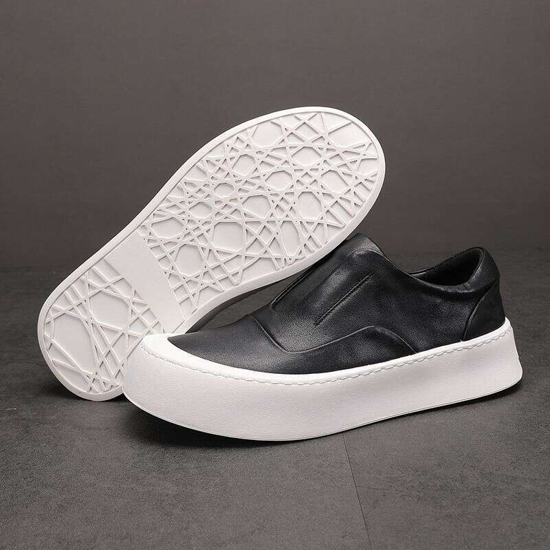 Casual Leather Made Of Men's Genuine Leather, Breathable, Wear-resistant, Versatile, Korean Style Trendy Shoes, White
