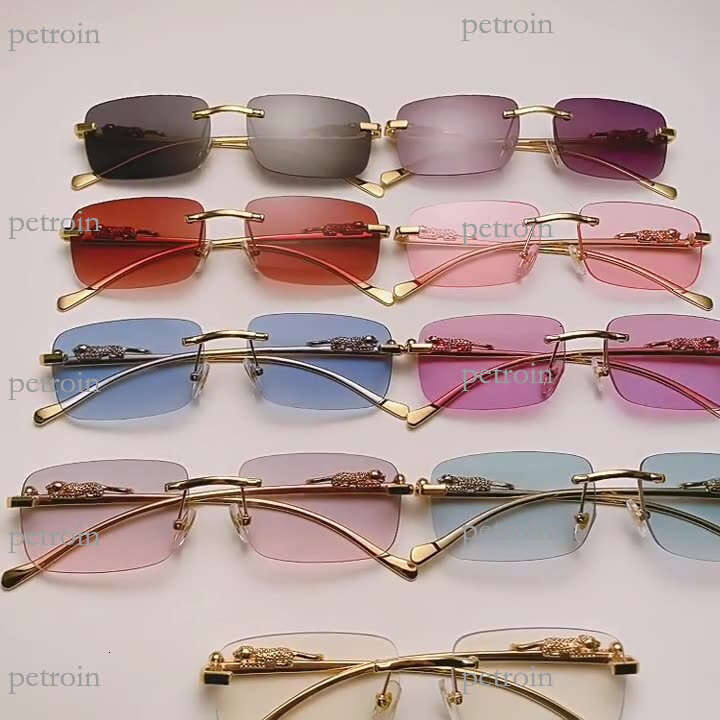 Colorful Leopard Head Decorative Square Frameless Personalized Fashion Sunglasses Anti-UV Glasses