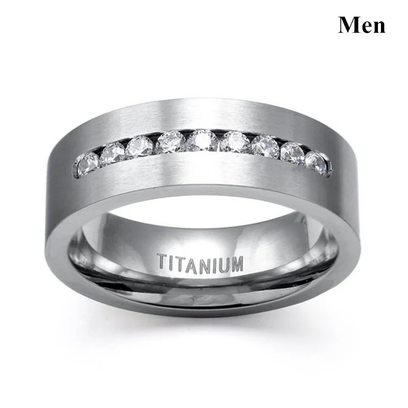 Fashion Couple Rings Mens CZ Stainless Steel Ring Women Square Cut Crystal Rhinestones Rings Set Wedding Engagement Jewelry 250811