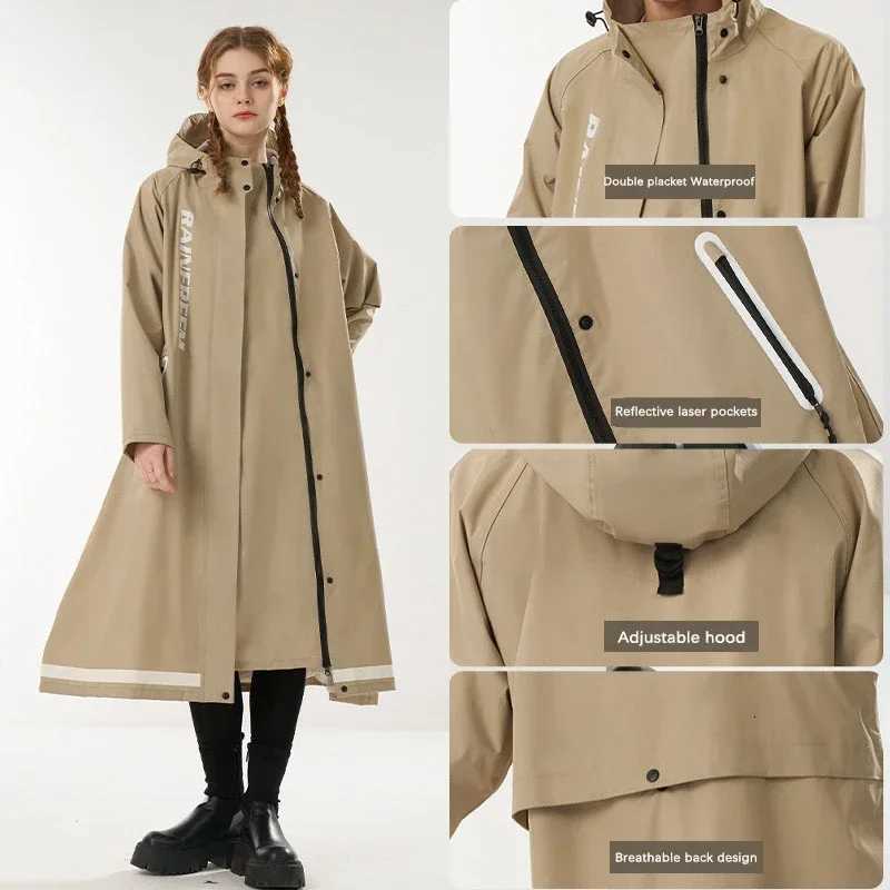 New Fashion Long Windbreaker Type Raincoat Multif Double Placket Waterproof Rain Poncho Outdoor Hiking Riding Couple Rainsuit Y250814