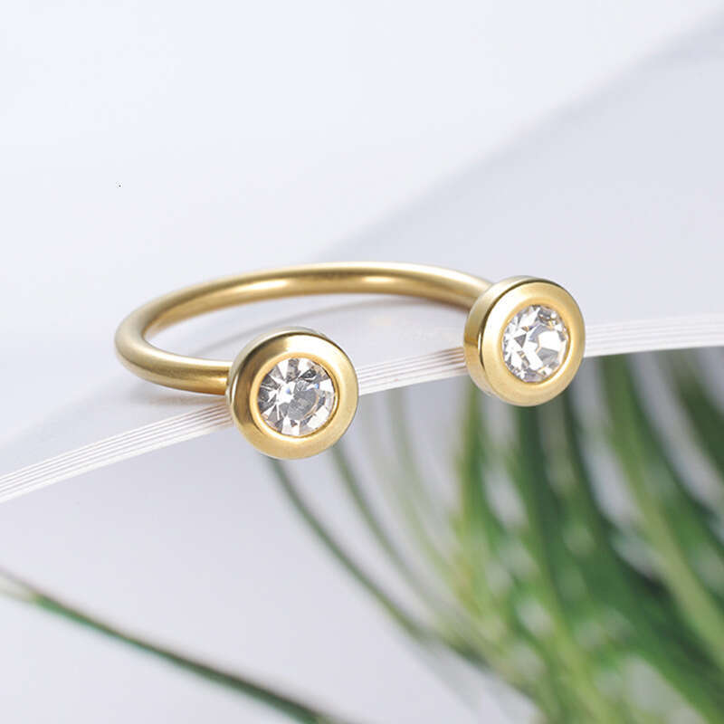 Stainless Steel Zirconia Ring - Minimalist Geometric Band in Gold/Rose Gold/Silver | Unisex Stackable (CFR3363)