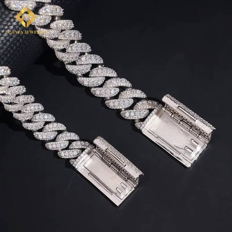 18mm Cuban Link Chain Bracelet 925 Sterling Silver Moissanite Fashion Pass Diamond Tester Fire Jewelry Iced Out Hip Hop Style