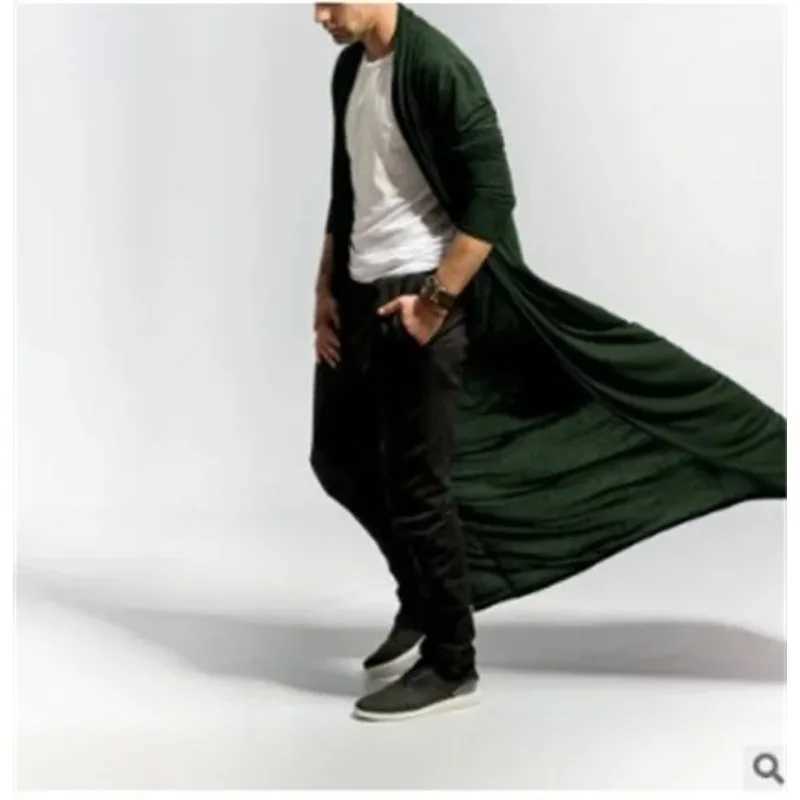 European and American Spring and Autumn Thin Mens Mature Long Slim Long Trench Coat Casual Fashion Solid Color Mens Top W250815