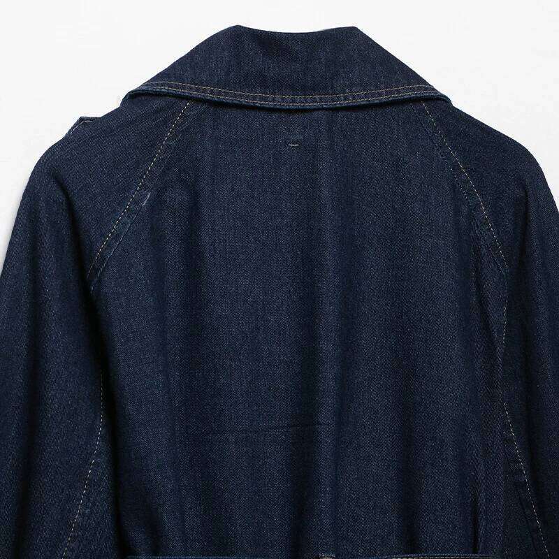 Designer Clothing 2025 Willshela Women Fashion With Belt Denim Blue Hidden Breasted Jackets Vintage Lapel Neck Long Sleeves Female Chic Lady Outfits