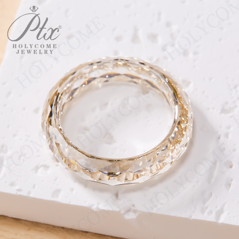 Pass Diamond Tester Faceted Moissanite Ring Unique Champagne Fashion Charm Jewelry Hand Carved Crafts Gifts Women Men Customized Ring