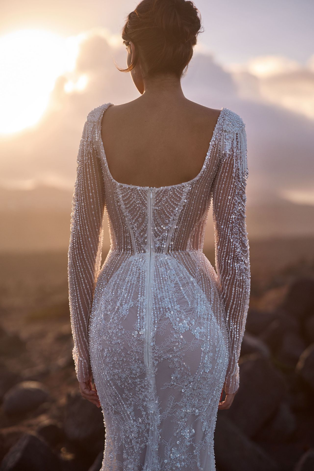 Sparkly Mermaid Wedding Dress Sweetheart Neck Long Sleeves Bridal Gowns Sequins Lace Beaded Sweep Train Dresses Custom Made vestidos de novia