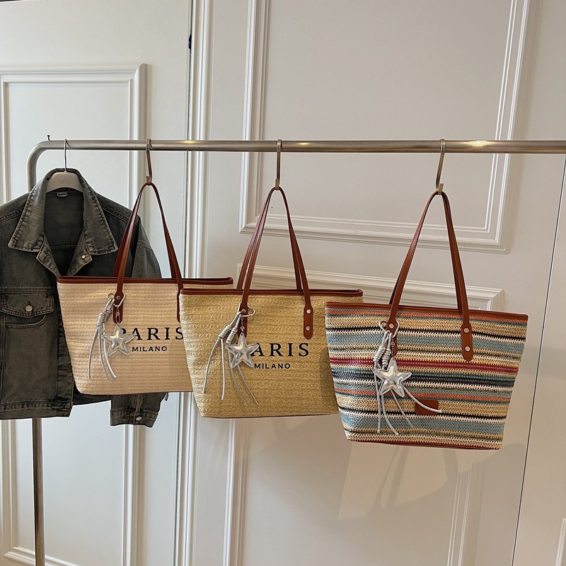 New Women's Beach Bag Free Shipping Designer Fashion Letter Shoulder Bag Handbag Large Capacity Luxury Leisure Vacation Handmade Woven Bag