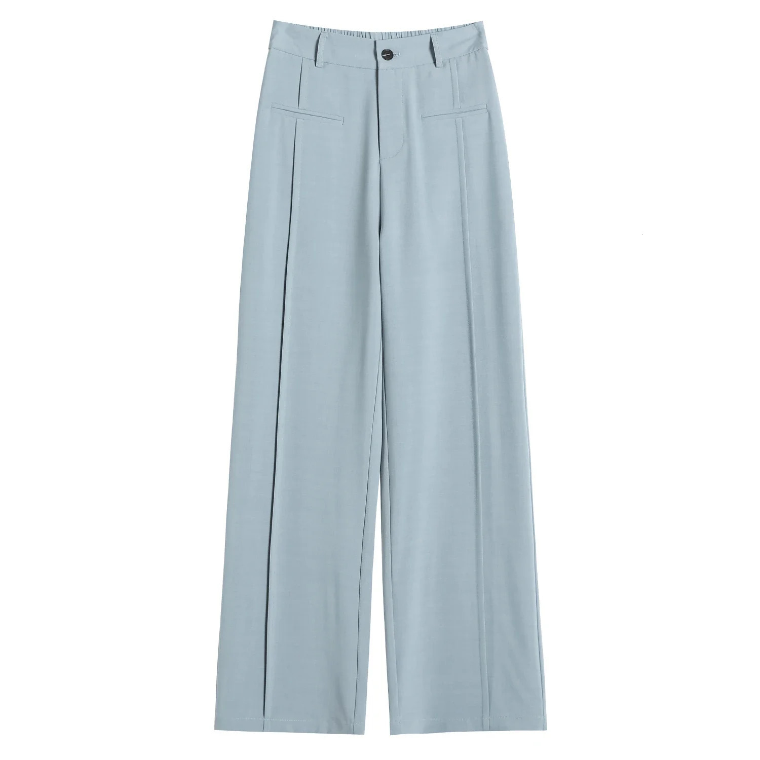 Seoulish 2025 High Waist Suit Wide Leg Womens Full Length Pants Summer Elegant Minimalism Straight Loose Trousers Female 250808