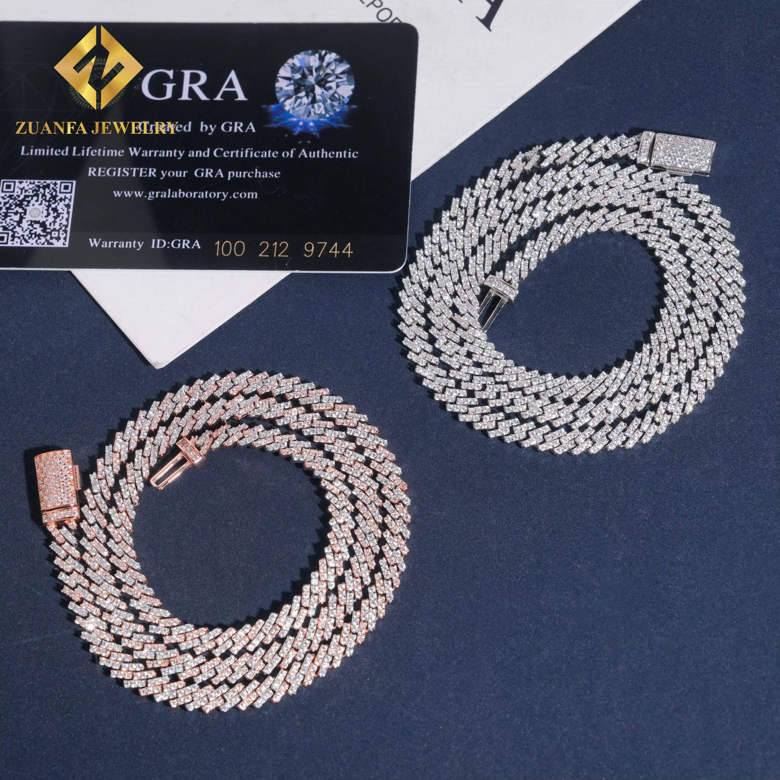 Hot Sale Cheap Price 5mm Moissanite Pass Diamond Tester Men Jewelry 925 Silver Cuban Link Chain White Gold Plated Popular Chain