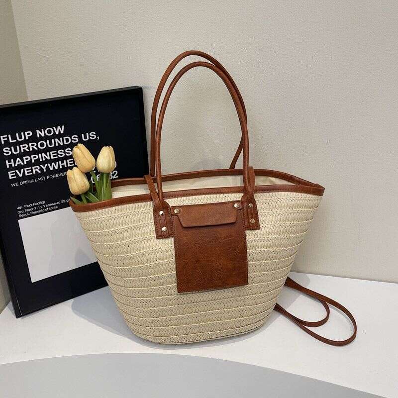 Bucket Travel Holiday Wind Straw Women's Fashion Woven Tote Large Capacity Beach Bag