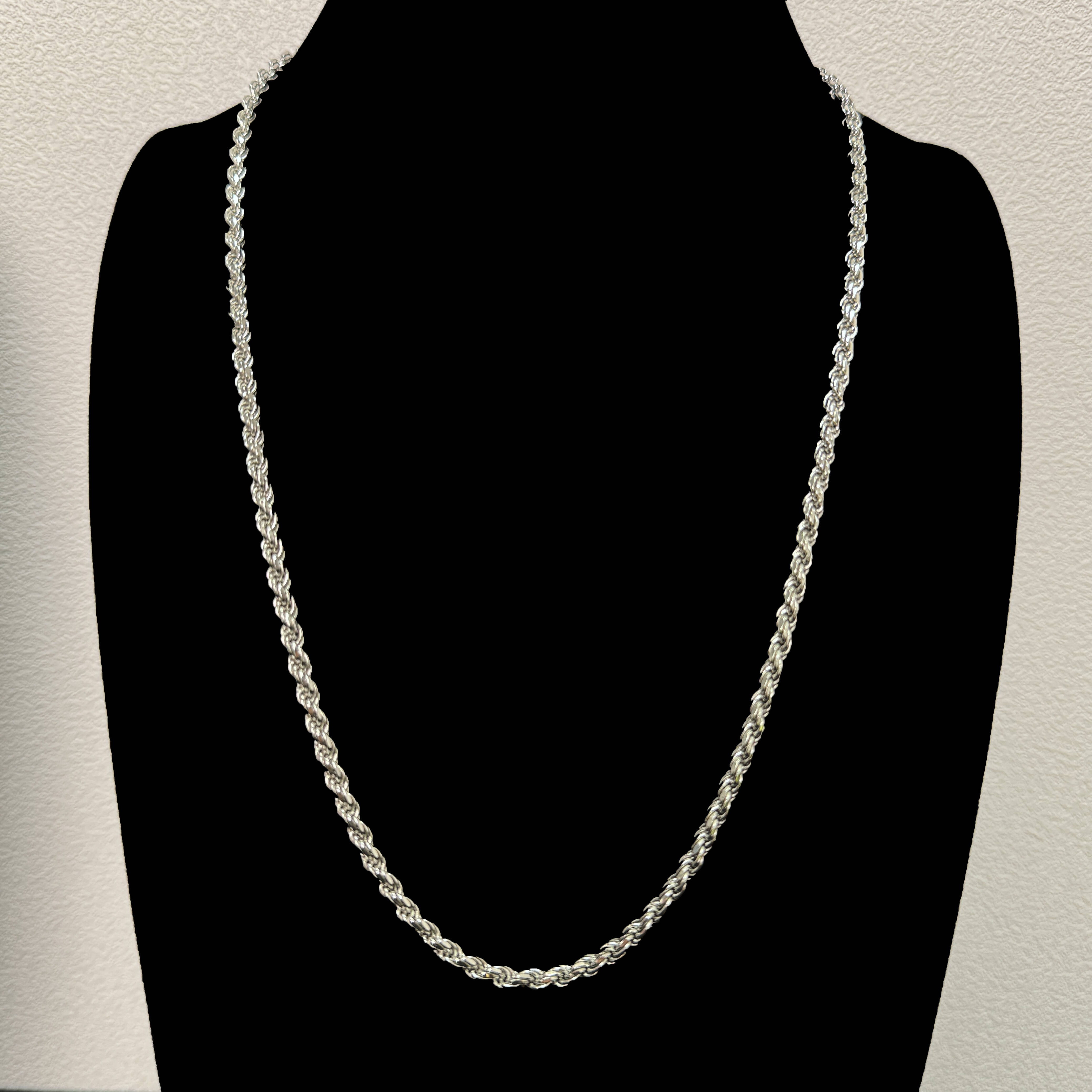 Hip Hop 10k Gold Rope Chain 6mm Width Sterling Silver 22inches Necklace Diamond Cut Rope Chains