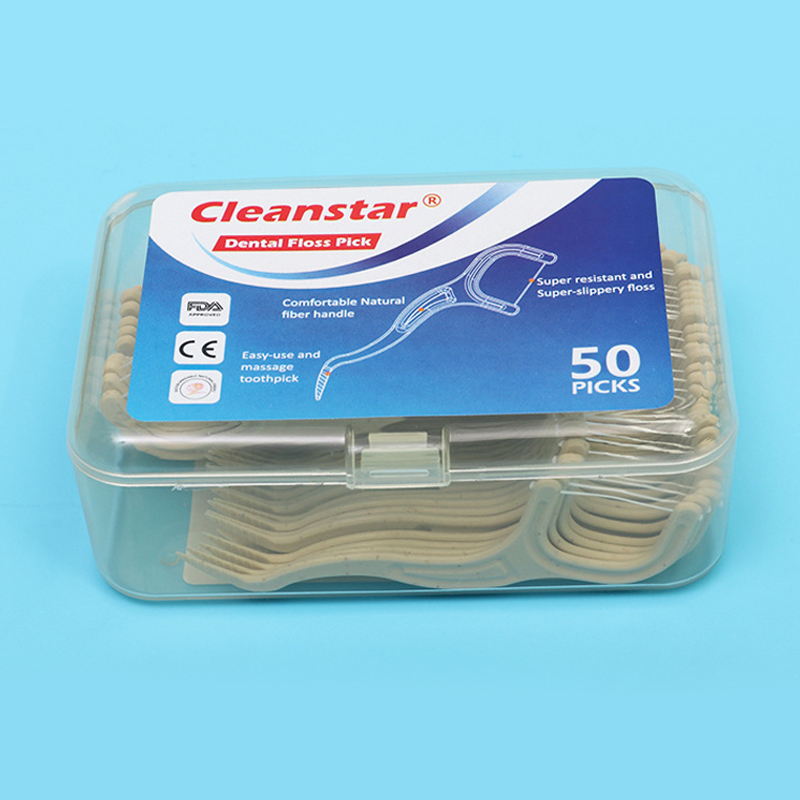 50-piece dental floss sticks for cleaning between teeth, plastic, portable, for use in dental clinics and hospitals, multiple sizes available