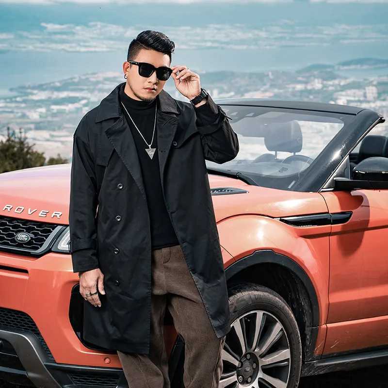 Mens Casual Trench Medium Length Plus Size Loose Basic Mass Outerwear Personality Autumn and Winter American Jacket 7XL W250815