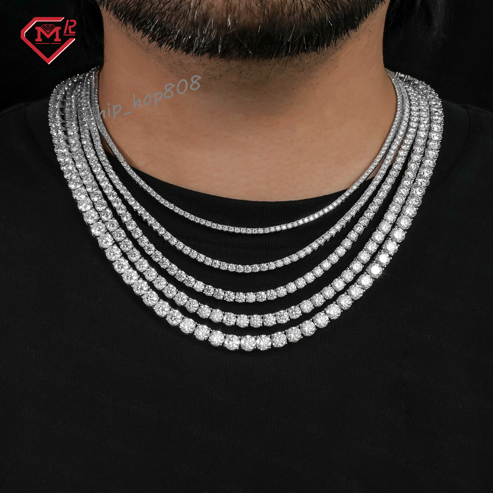 2mm Tennis Chain VVS Lab Grown Diamond Bracelet Necklace IGI Certified 925 Silver Diamond Chain