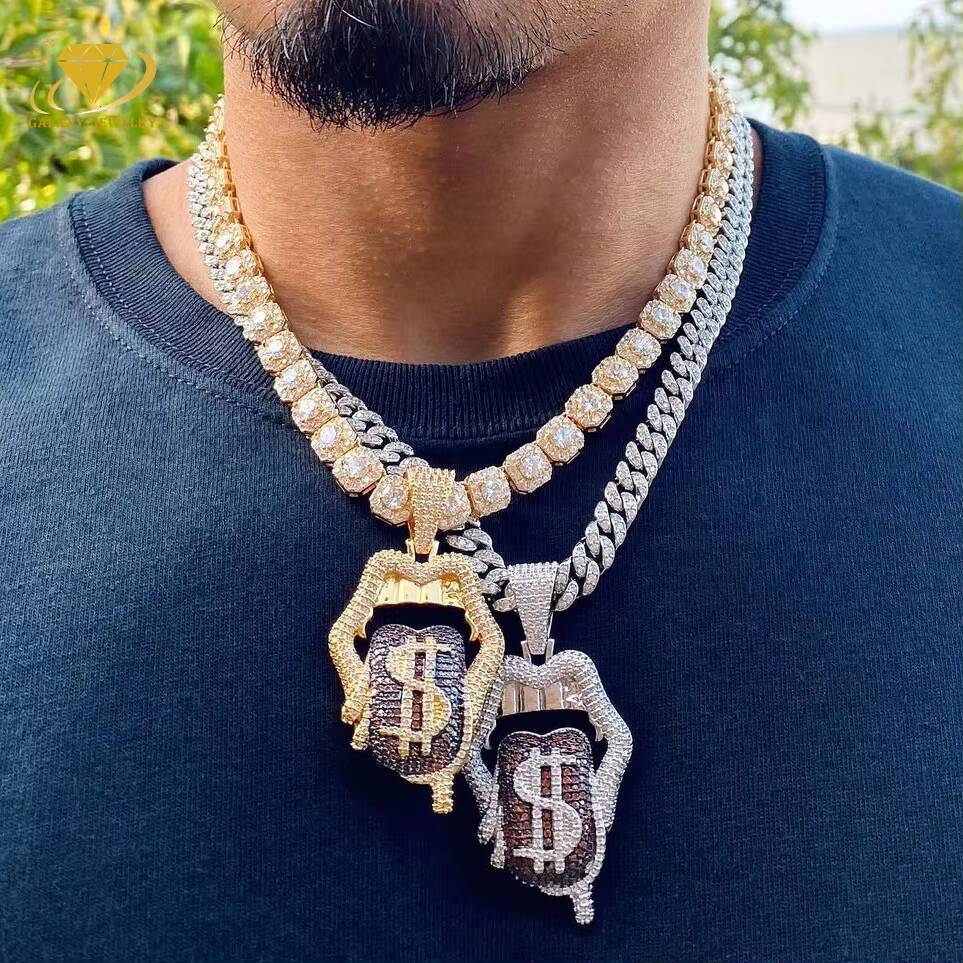 Custom Jewelry Hip Hop Sterling 925 Silver Gold Plated 10mm Cluster Diamond Mossanite Tennis Bracelet for Accessories Women