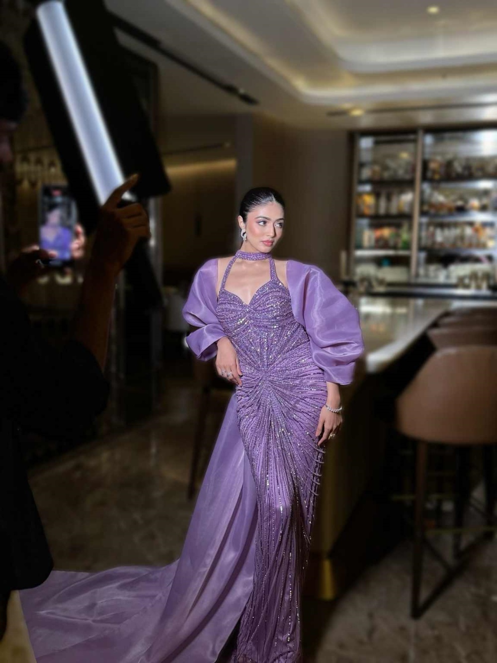 Luxurious Evening Dresses Beaded Sleeveless Sequined Crystal Prom Dress With Wrap Party Gown Customized