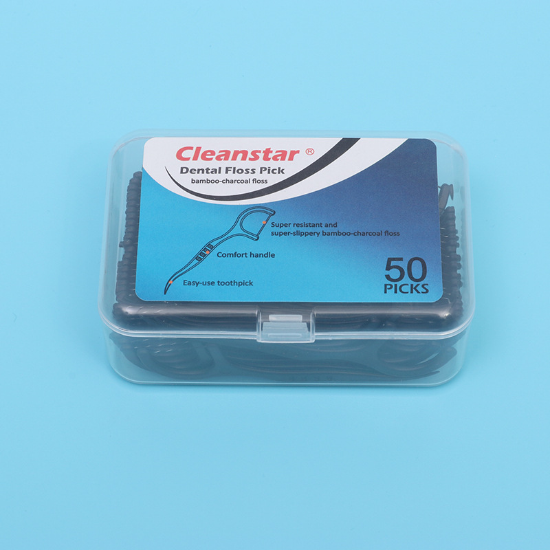 50 mini boxed dental floss picks for home use, multi-size portable storage box