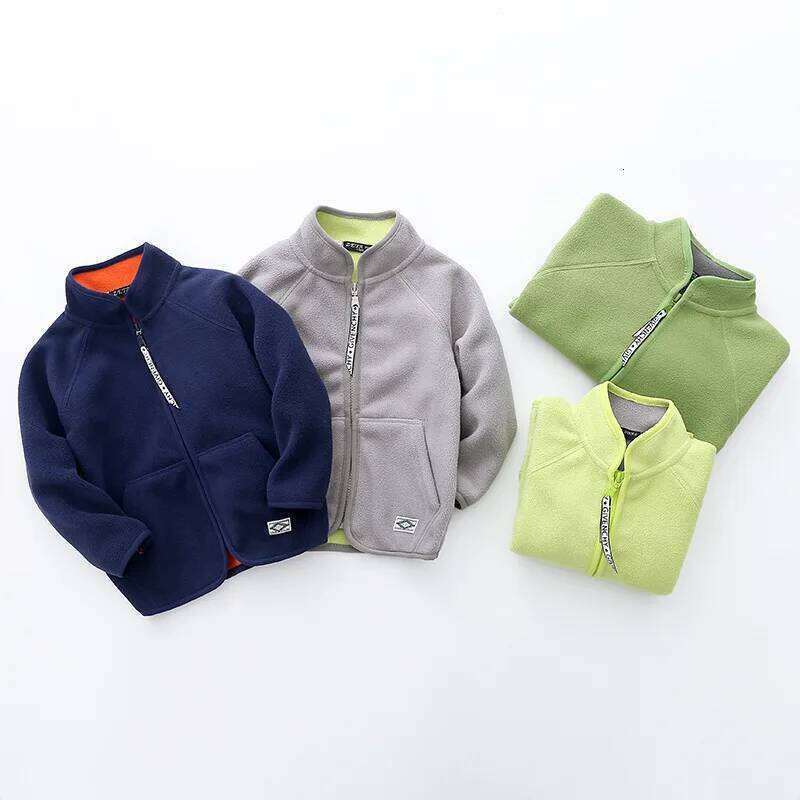 Warm Polar Fleece Unisex Child Coat Full Zip Sanding Baby Girls Boys Jackets School Kids Children Outerwear 2-8 Years Old