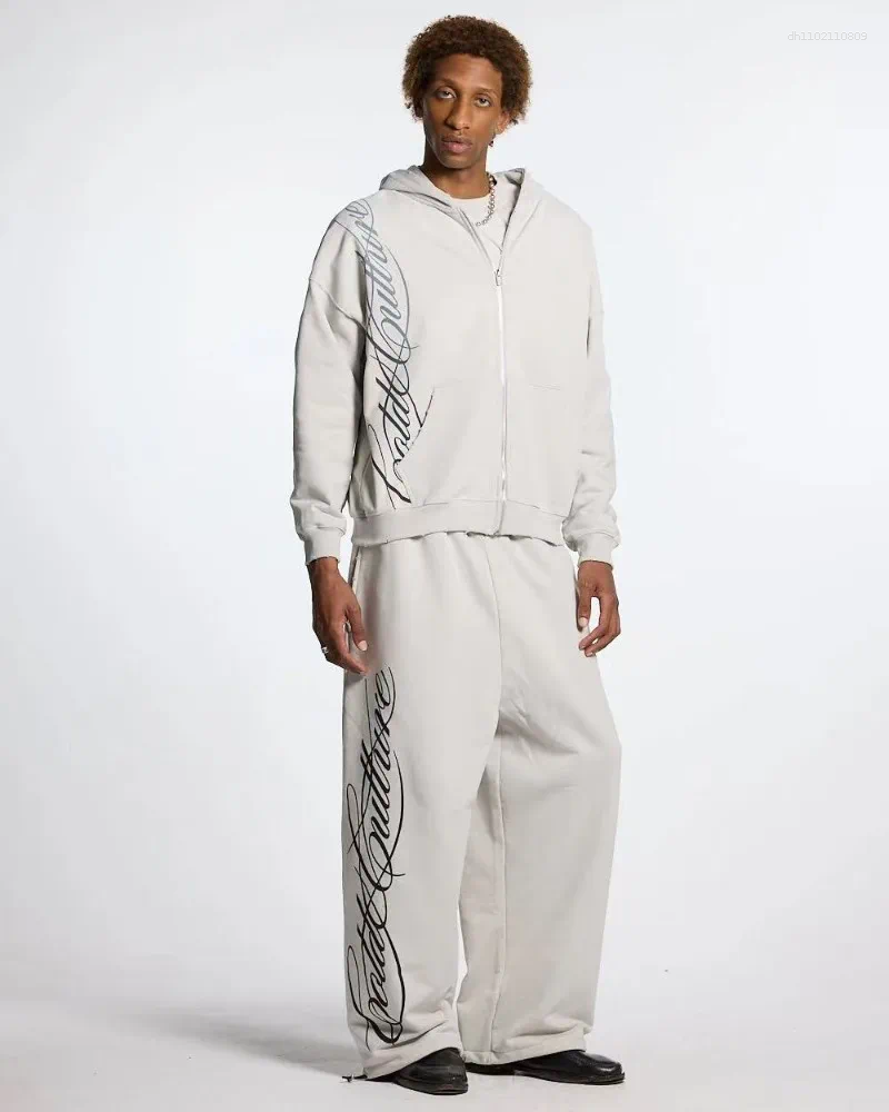 Men's Tracksuits 2025 Harajuku Fashion Men Clothing Gothic Trend Suit American Hip Hop Retro Letter Print Design Casual Couple Sportswear