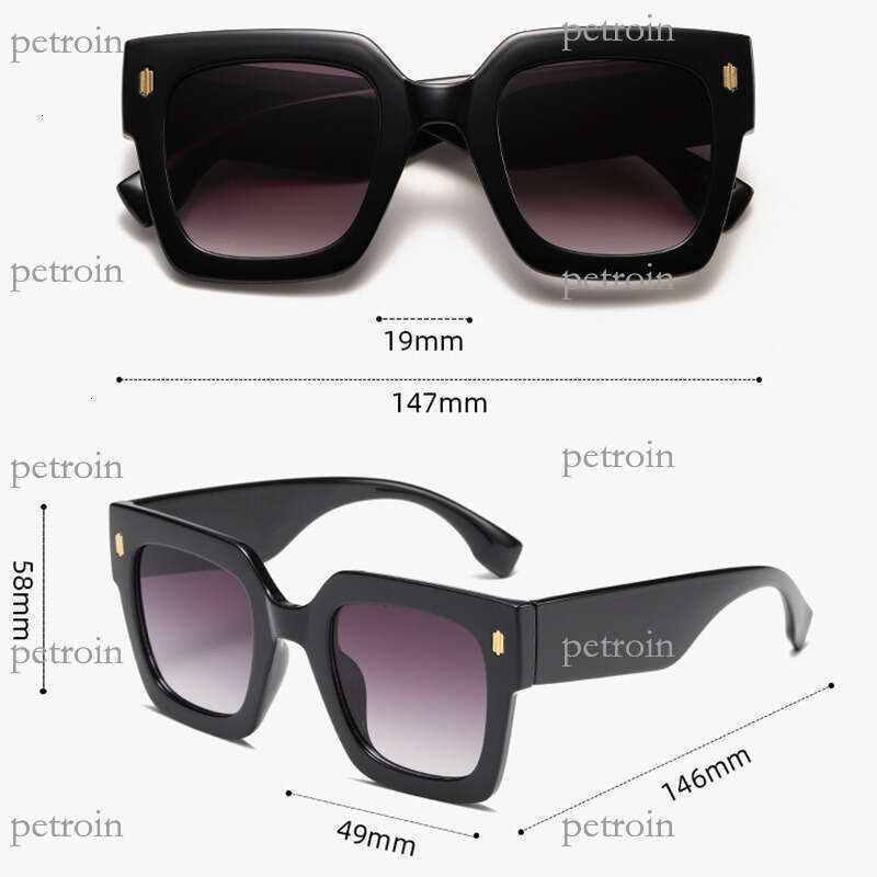 New Fashion Versatile UV Protection with Rivets Oversized Square Frame Sunglasses
