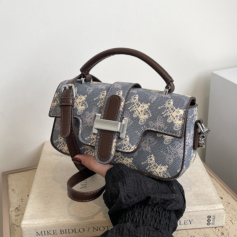 Vintage Women's Chain Bag Luxury Printed Handbag Free Shipping Designer High-end New Small Square Bag Commuting Shoulder Crossbody Bag Casual Bag