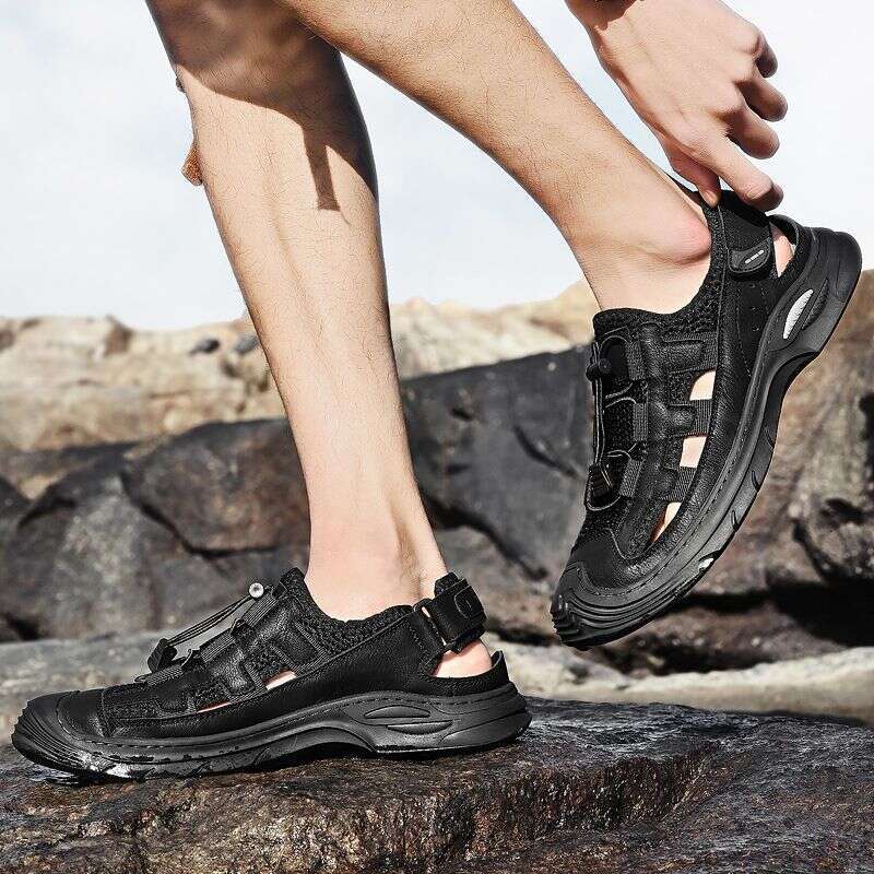 New cowhide mesh perforated casual men's outdoor refreshing hiking shoes