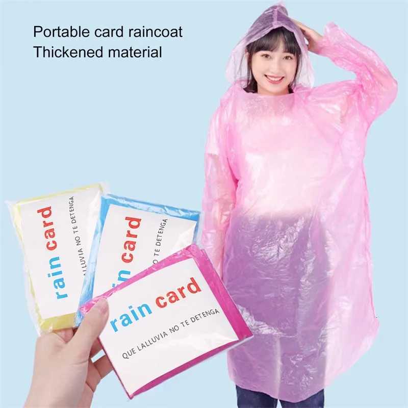Adult Disposable Poncho Hooded Raincoat Lengthened Waterproof Outdoor Rain Poncho Y250814