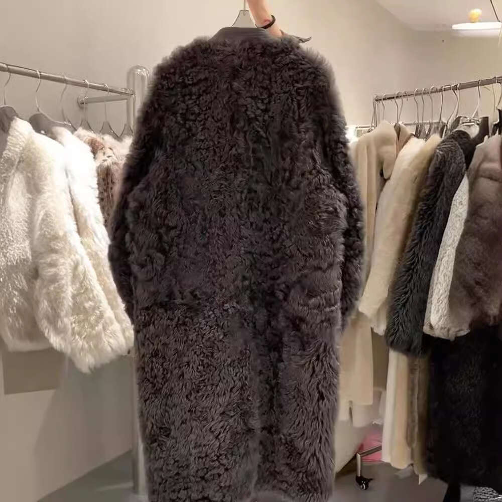 Fur and fur one-piece socialite style lamb fur coat for women in autumn and winter, medium long version with thick velvet and Korean style Hepburn bla