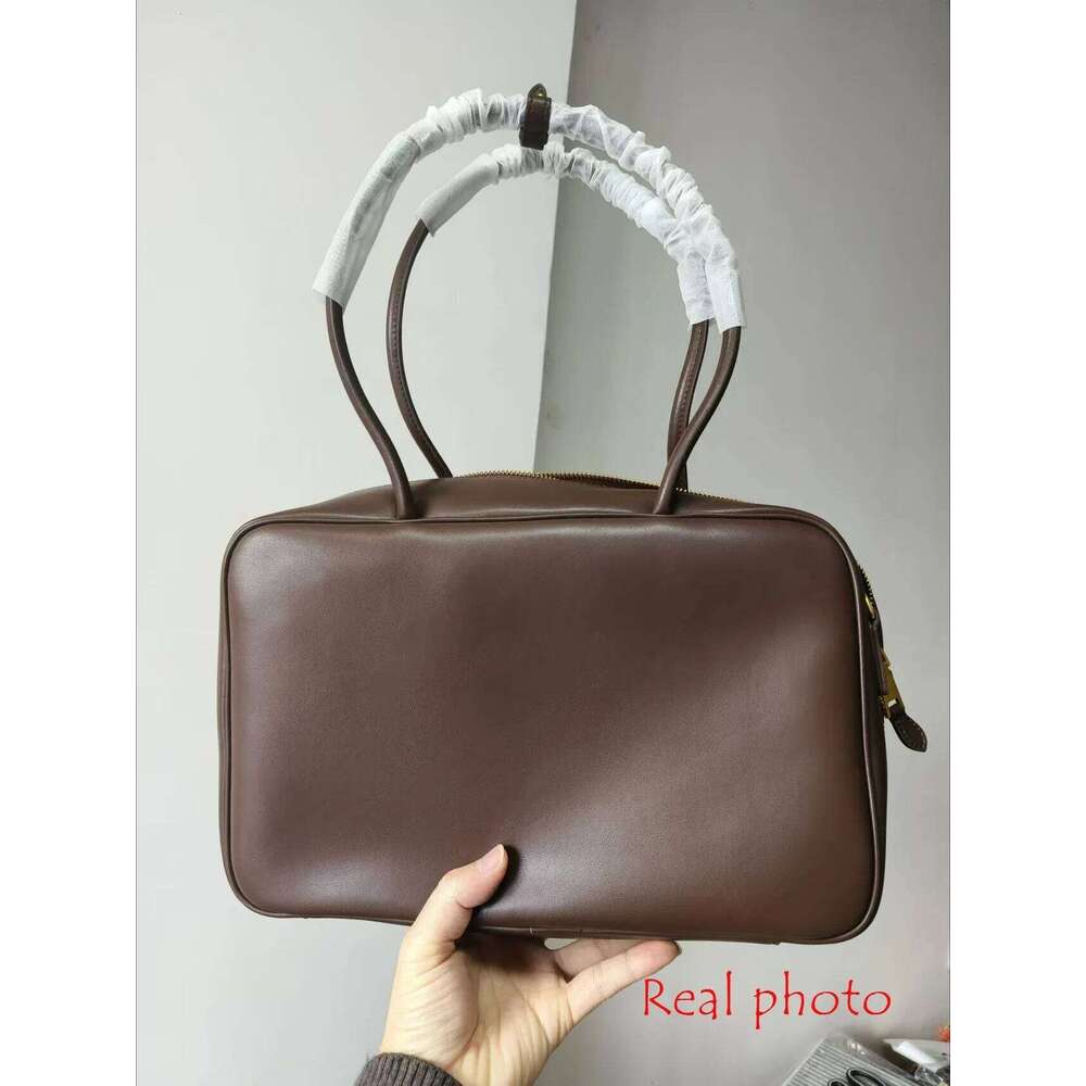 Exquisite Cowskin Long Handle Briefcase Chocolate Brown Leisure Cowhide Leather Women Shoulder Bag High Quality Ladies Handbag